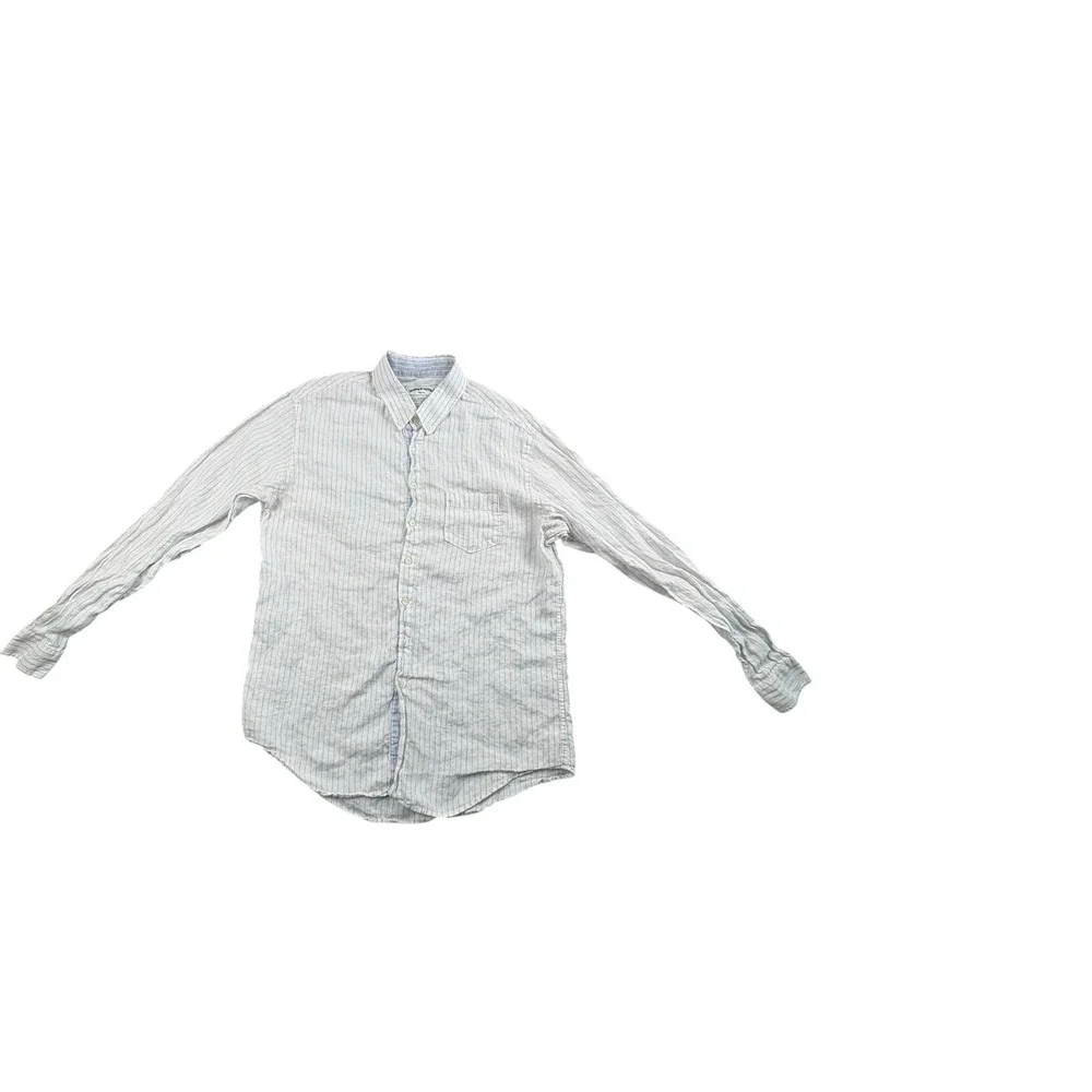 Jacobs &‎ Jacobs Slim Fit Linen Blend Stripe Button Shirt Mens XL Blue White